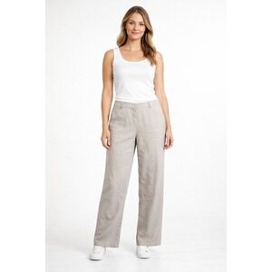 Eileen Fisher Womens Linen Blend Straight Leg Pants Beige Size 29